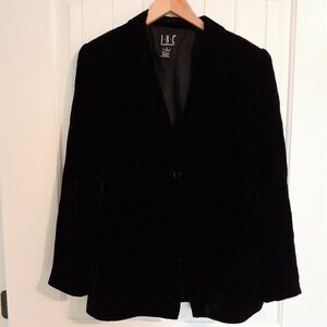 INC International Concepts Single Button Velvet Silk Blend Blazer Black Size 8